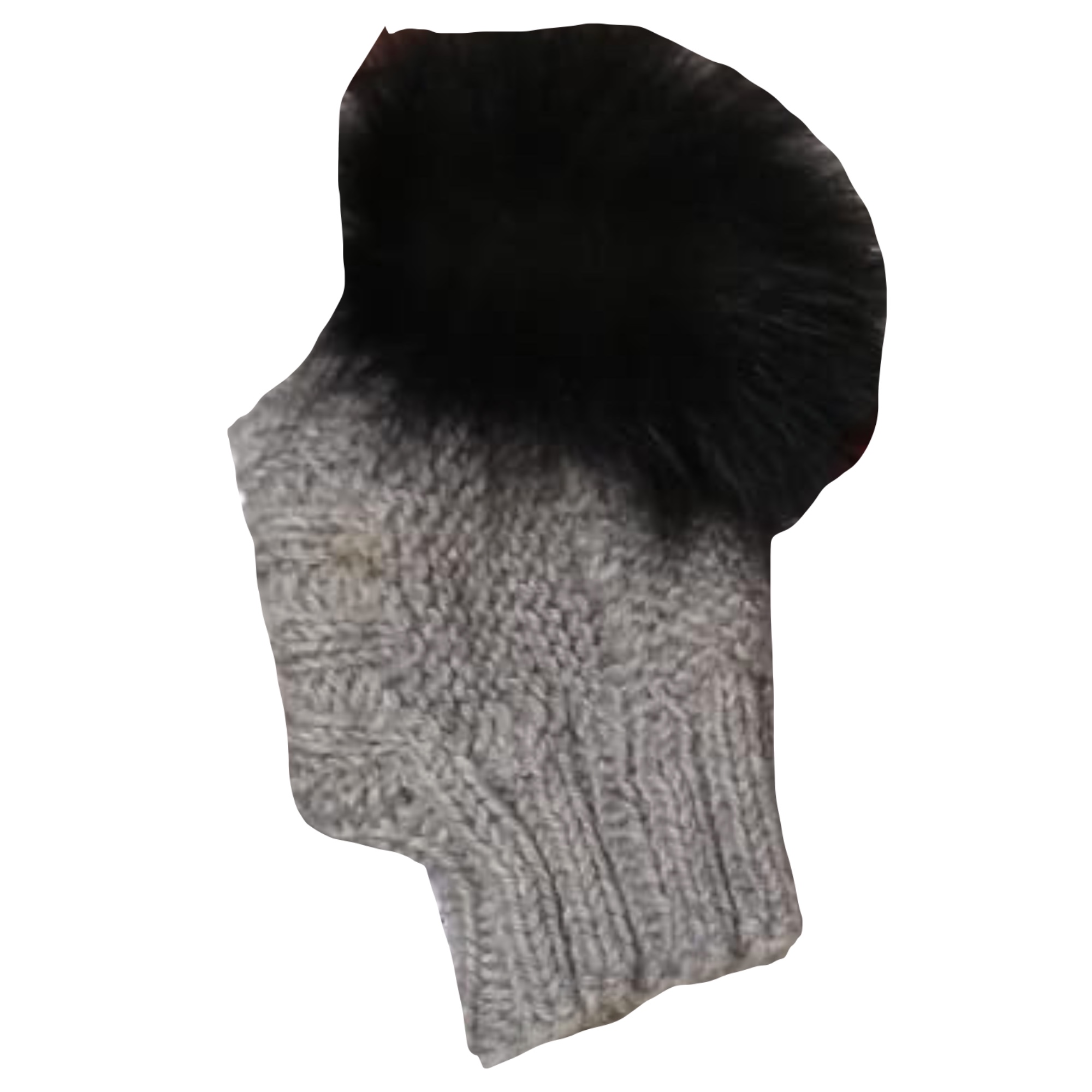 Шапка серая натуральный помпон 24-28 см Hand Made