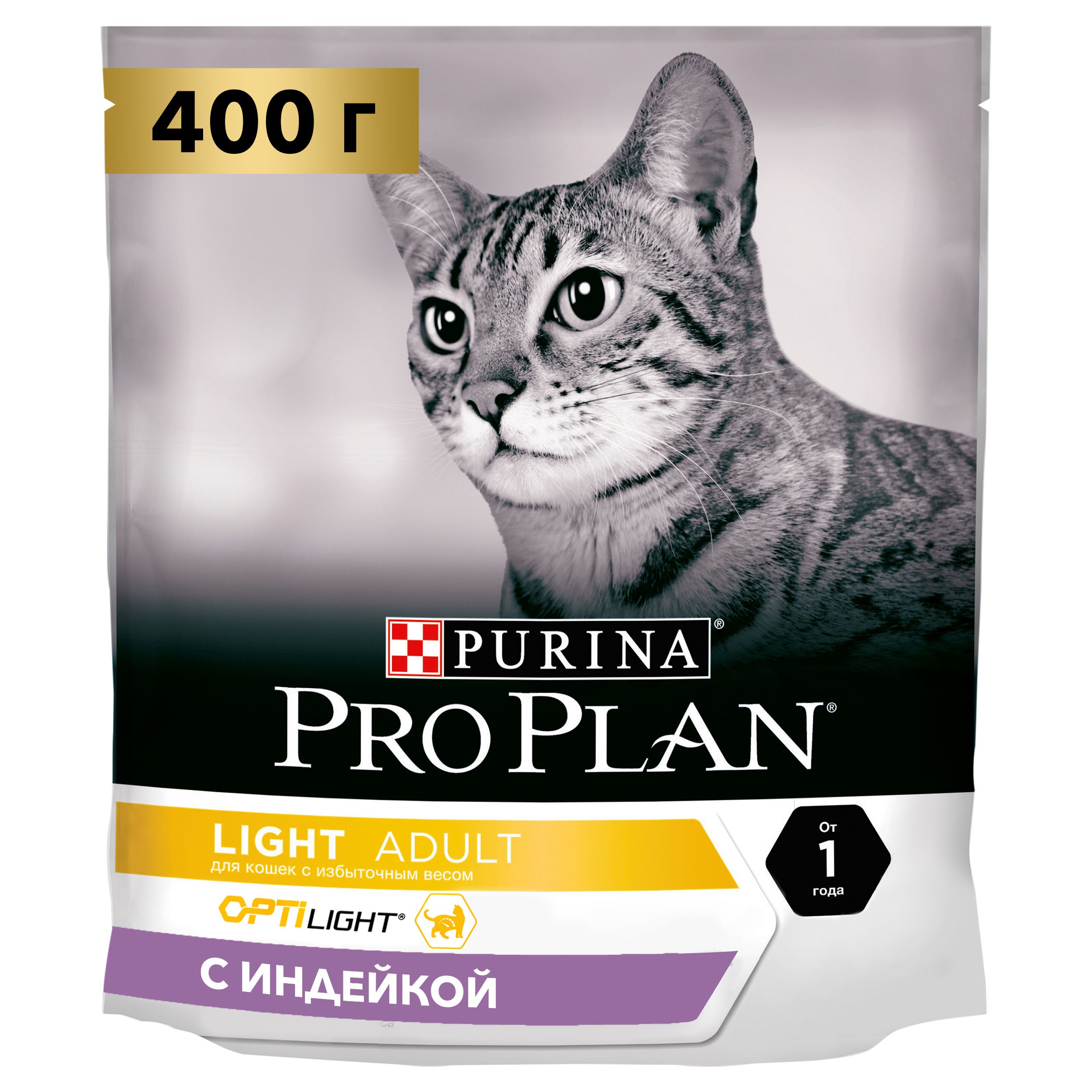 PROPLAN CAT LIGHT низкокалор. индейка-рис 400 г.