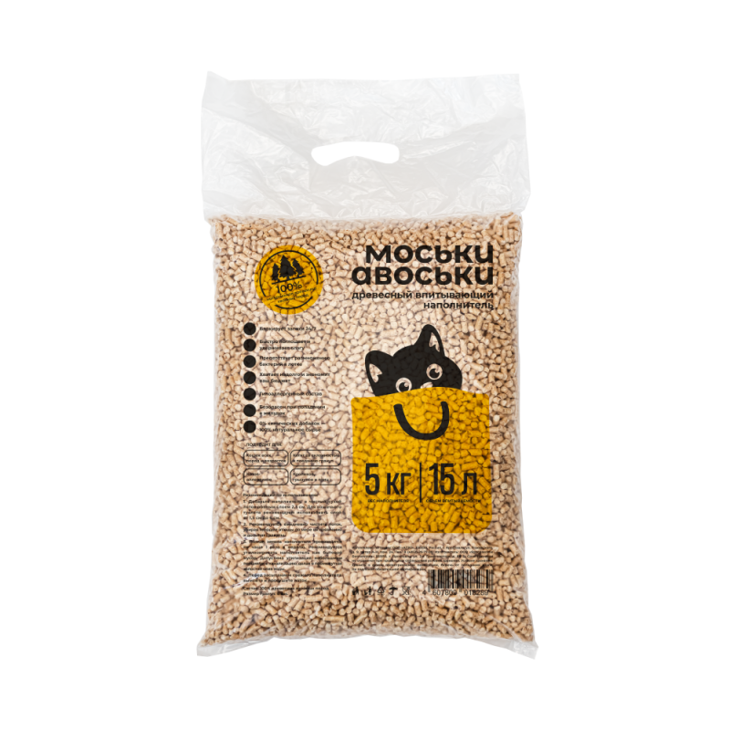 Наполнитель древесный Моськи-Авоськи, 5 кг (15 л)