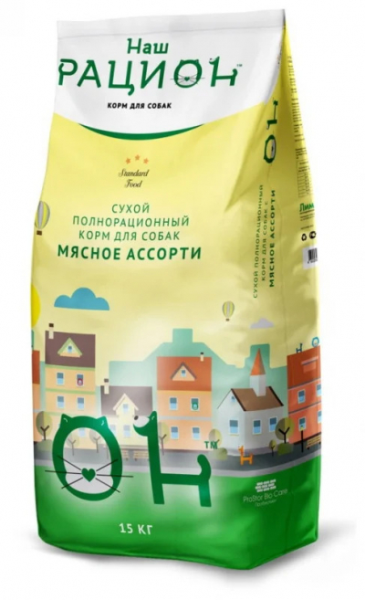 Наш Рацион мясное ассорти сухой корм для собак (разв) ст р