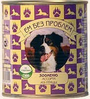 Зооменю Ем без проблем д/собак ж/б Ассорти из птицы 9*750 г