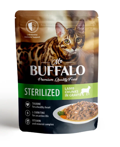 Mr.Buffalo пауч STERILIZED 85г (ягненок в соусе) д/кошек, неотерика