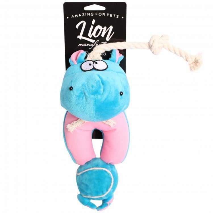 Игрушка для собак "Бегемот с веревкой и мячиком" LMG-D0058-B 48 см LION