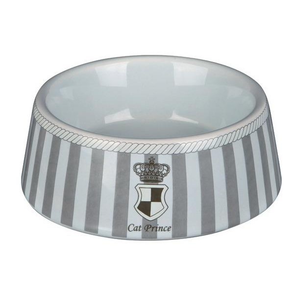 Миска для кошек Prince 0,18 л 12 см керамика серый/белый 24781 Trixie