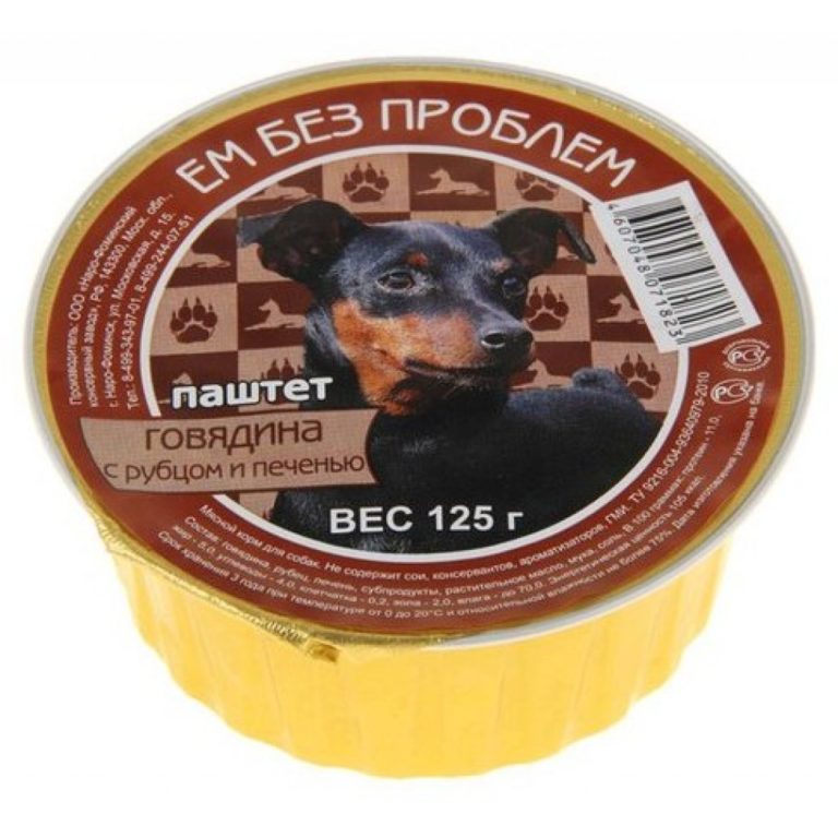 Ем без проблем влажный паштет для собак говядина с рубцом и печенью 125 г
