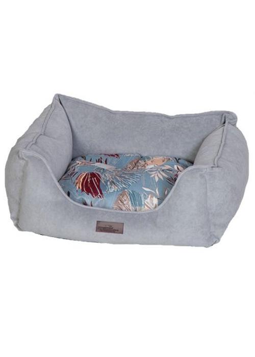 Лежанка для мелких собак "Дрим" серый с цветной подушкой Размер 57х46х17см Lion