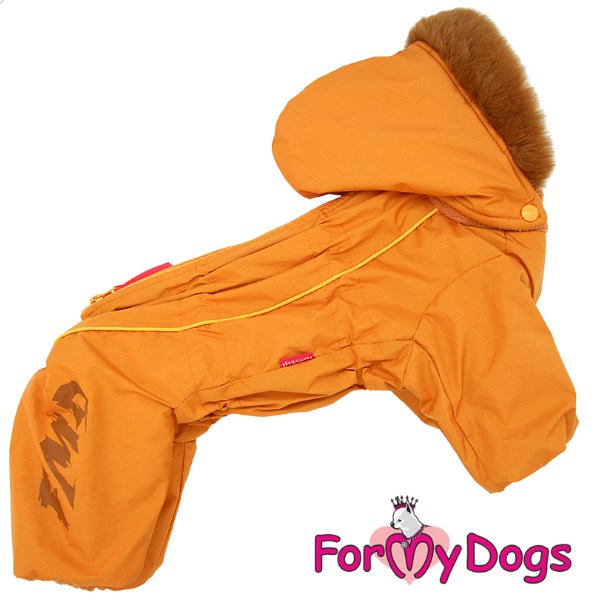 FOR MY DOGS Комбинезон утепленный коричневый на флисе для девочек размер спины 24 см, грудь 32 см