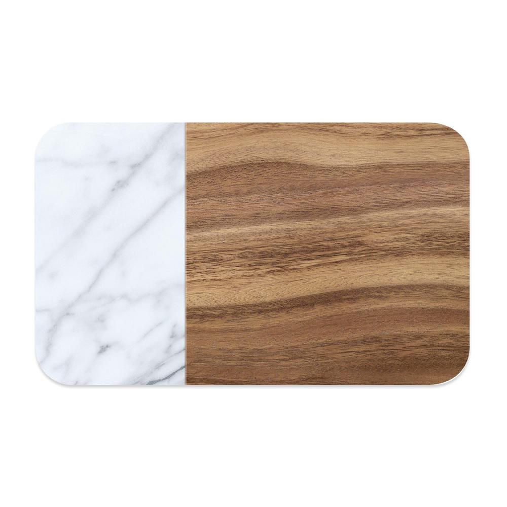 Коврик под миски "Acacia Wood+Carrara", коричнево-белый, 48х29см TARHONG 