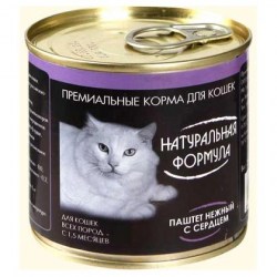 Натуральная формула консервы для кошек, ж/б, паштет нежный с сердцем 15*250 г
