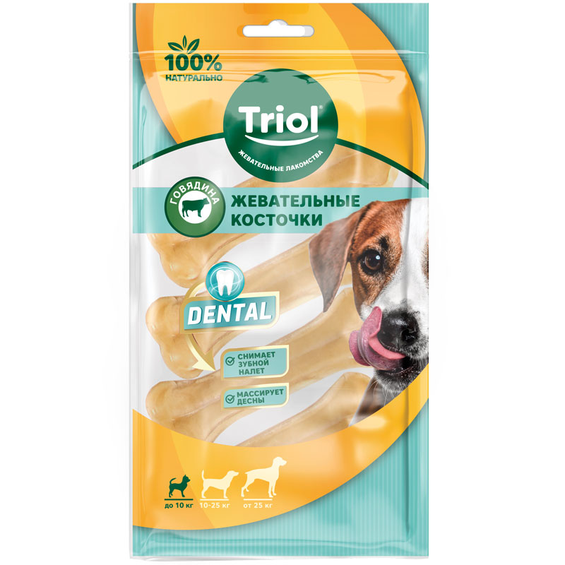 Косточки жевательные DENTAL ,7,5см, 80-100г (уп.4шт.), Triol
