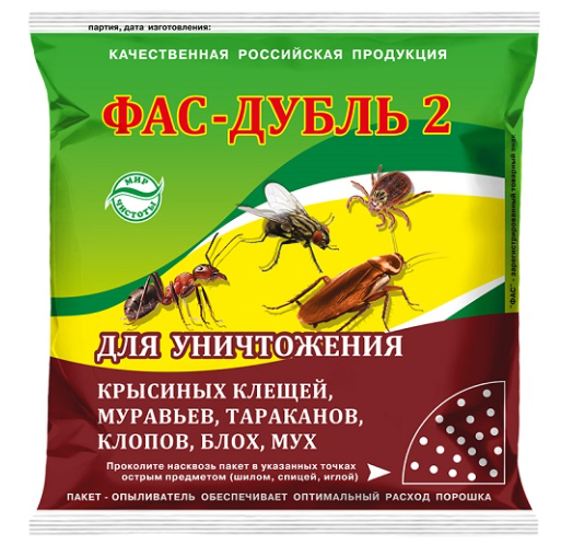 Фас дубль 2  от муравьев,тараканов,клопов 125г, Капитал Прок