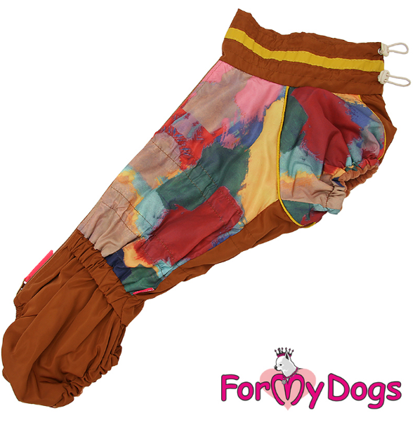FOR MY DOGS Комбинезон утепленный коричневый для корги мальчиков размер спины 41 см, грудь 58 см