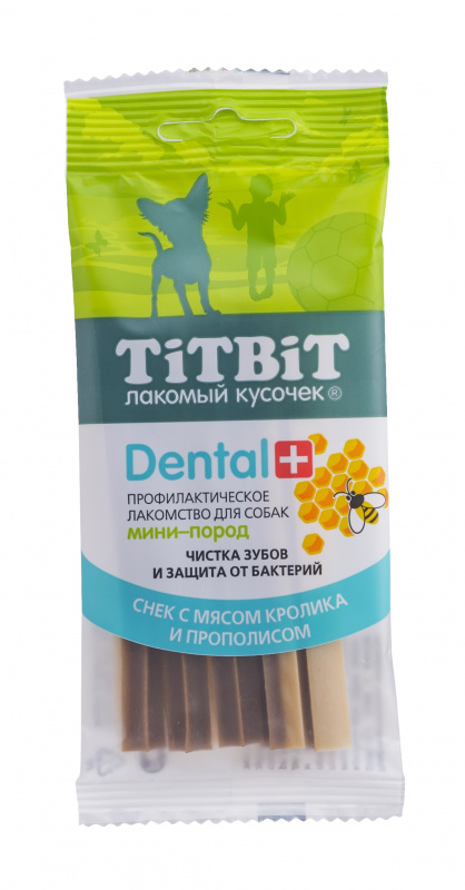Профилактическое лакомство Dental+Снек с мясом кролика для собак мини пород TITBIT