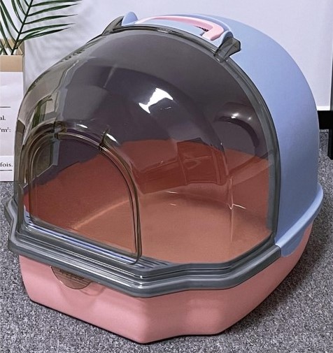 Туалет закрытый для кошек, 54*46*43 см, голубой, Чистый котик, MSP-2025