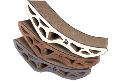 Когтеточка из картона и дерева для кошек 25 см Полумесяц "Рыжебок"