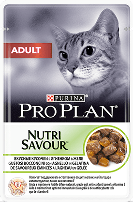 PROPLAN CAT ADULT Nutri Savour д/взр. кошек кусочки с ягненком в желе, 85 г  12456786