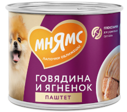 Мнямс влажные консервы паштет из говядины и ягненка для собак «ЗДОРОВЫЕ СУСТАВЫ» 200г