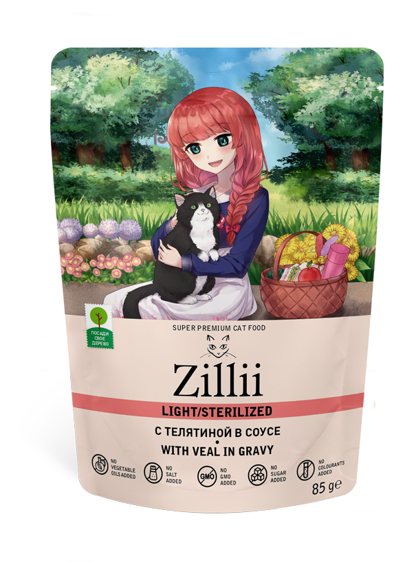 ZILLII (Зилли) влажный корм для стерилизованных кошек телятина в соусе 85 г