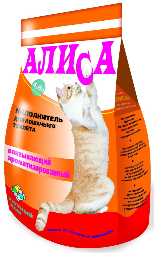 Наполнитель Алиса впитывающий ароматизированный 4,6 л (упак. 4 шт)