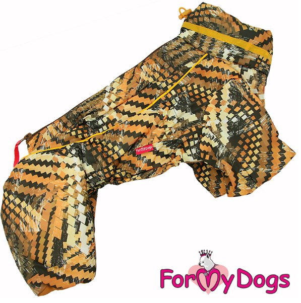 FOR MY DOGS Комбинезон утепленный на шелке желто/коричневый для девочек размер спины 27 см, грудь 36