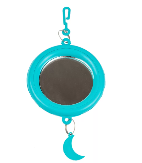 Дарэленд Зеркало д/птиц, малое круглое с пластиковым подвесом, бирюзовое