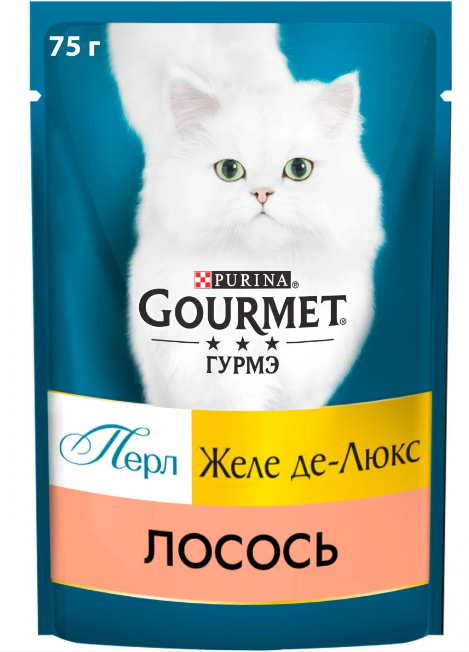 GOURMET PERL Желе де-Люкс влажный корм для взрослых кошек лосось 75 г 12425073