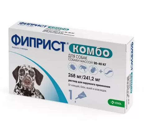 Фиприст Комбо капли для собак от клещей, блох и власоедоев от 20-40 кг, 2,68 мл, KRKA