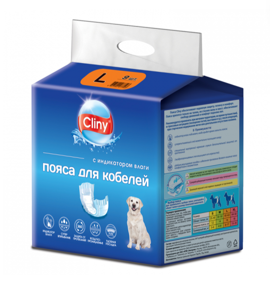 Подгузники Cliny для собак и кошек 8-16 кг L, 1шт (8шт в упаковке) Неотерика