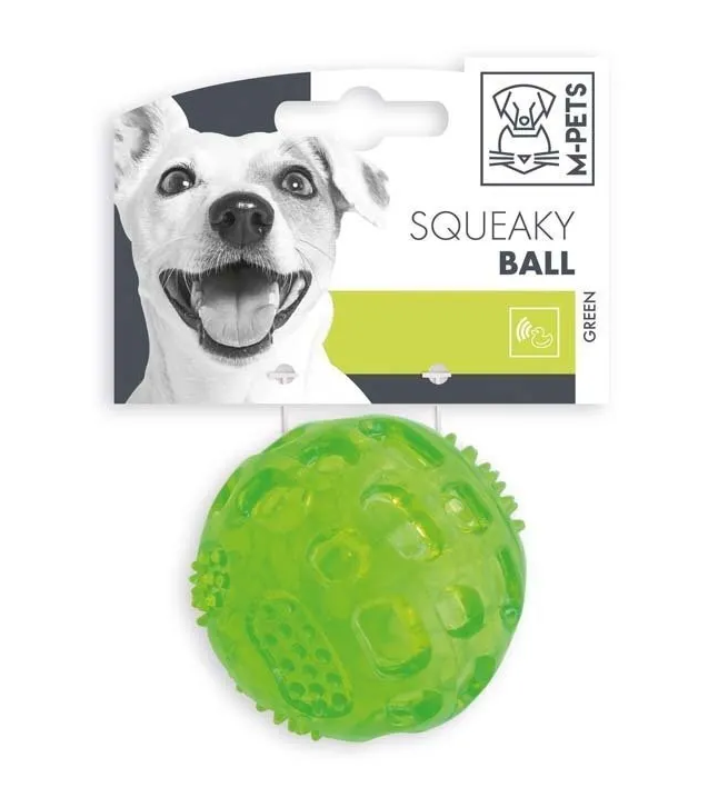 Игрушка для собак SQUEAKY мяч-пищалка, диаметр 6,3 см, цвет зеленый