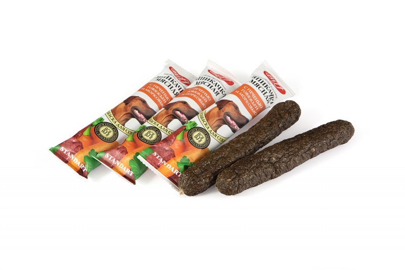 Шпикачки мясные с печенью говяжьей и морковью St 50 г, 1 шт (9) 5375/311483  TiTBiT