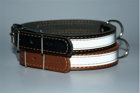 Ошейник со светоотражающей лентой (ширина 20 мм,длина 32-40 см) коричневый 01556
