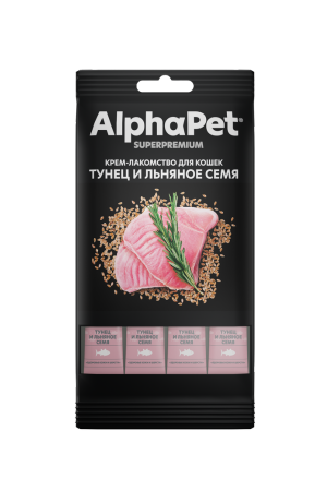 ALPHAPET (Альфапет) лакомство крем-суп для кошек тунец и лён, 48 г