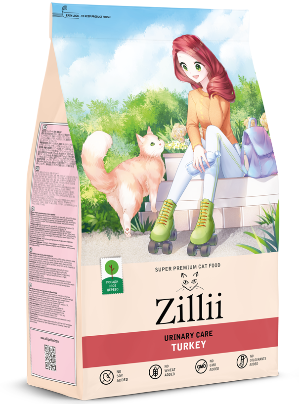 ZILLII (Зилли) Urinary Care сухой корм для взрослых кошек с индейкой с контролем PH, 2 кг