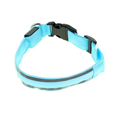 Ошейник с подсветкой и 2 светоотражающими полосами 45*50 см 3 реж.свечения голуб.Пижон 1039608 Sima