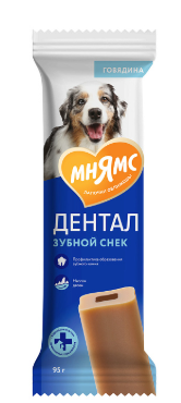 Мнямс Дентал лакомство для собак "Зубной снек" с говядиной 85г
