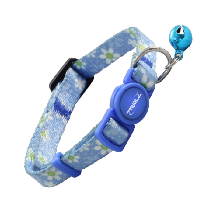 Ошейник для кошек "Ромашки" 10*210-330 мм нейлон, голубой 21261003 Triol