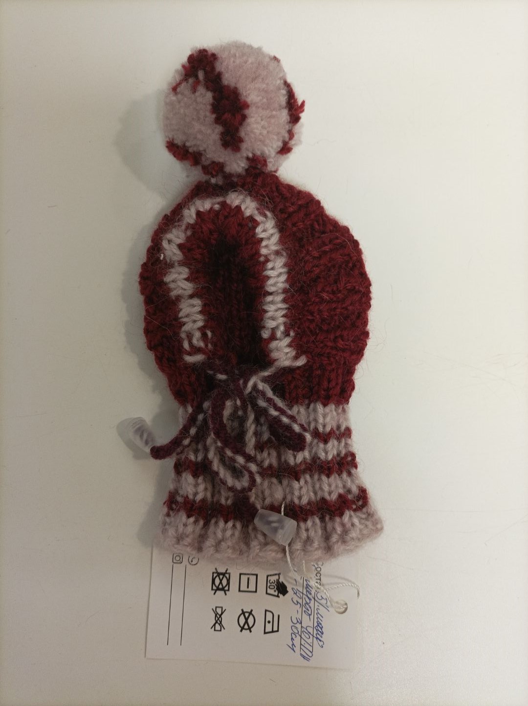 Шапочка бордо помпон Hand made