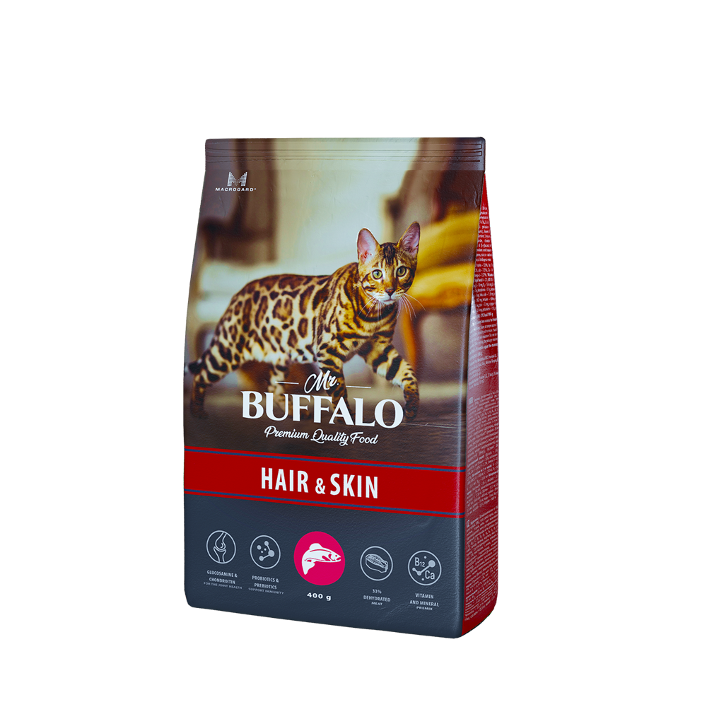 Mr. Buffalo HAIR&SKIN сухой корм для кошек лосось 0.4 кг