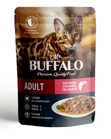 Mr.Buffalo пауч ADULT HAIR & SKIN 85г (лосось в соусе) д/кошек, 