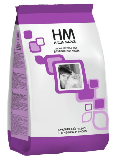 Наша Марка сухой корм для взрослых кошек, гипоаллергенный с ягненком и рисом 400 г 