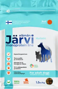 Jarvi (Ярви) монопротеиновый сухой корм для собак средних и крупных пород с говядиной, 1,5 кг