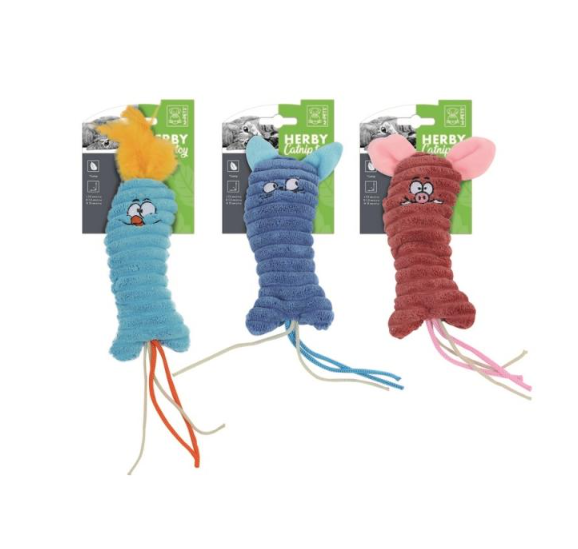Игрушка для кошек Хёрби зверушки с кошачьей мятой, 15x7.5x1.5 см, Mpets