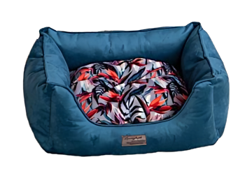 Лежанка для мелких собак "Дрим" синий с цветной подушкой Размер 57х46х17см Lion