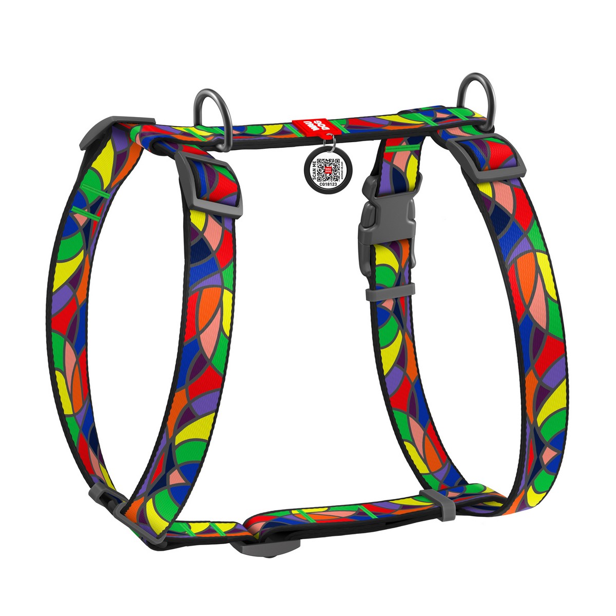 Шлея WAUDOG Nylon с QR-паспортом "Витраж", пл. фастекс, S, Ш 15 мм, A 30-40, B 30-50 5617