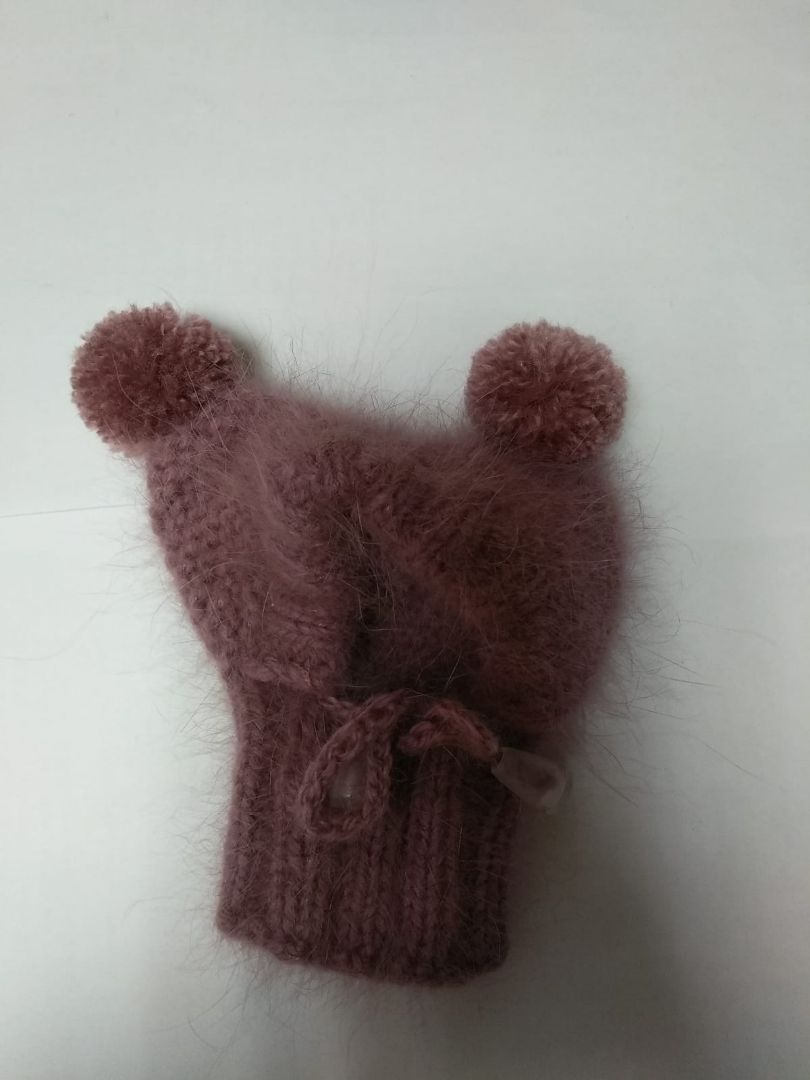 Шапка розовая пуховая Hand made