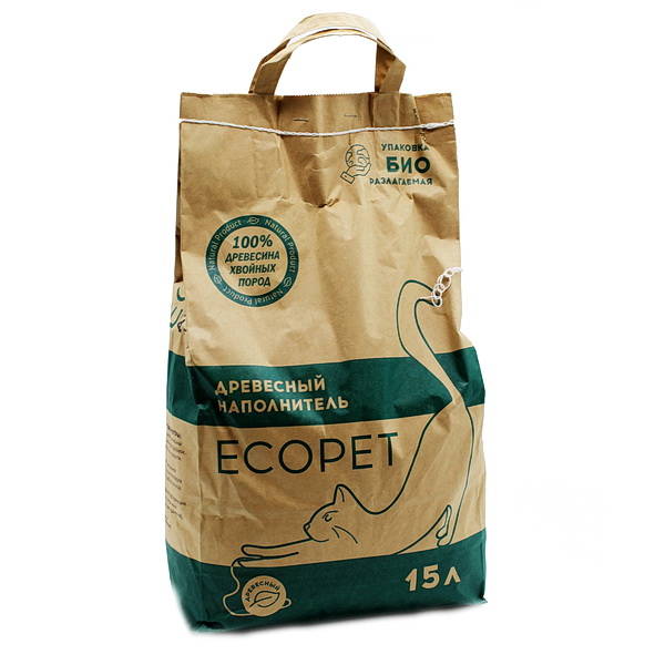 Наполнитель ECOPET древесный 15 л 