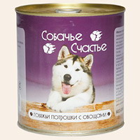 Собачье счастье ж/б 20*410 г Говяжьи потрошки с овощами