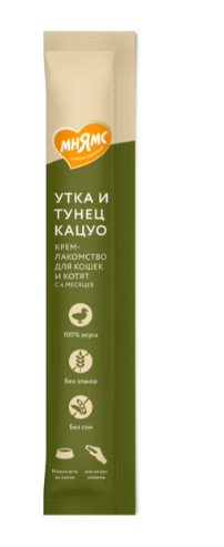 Мнямс Крем-лакомство для кошек с уткой и тунцом Кацуо 15 г*4 шт 