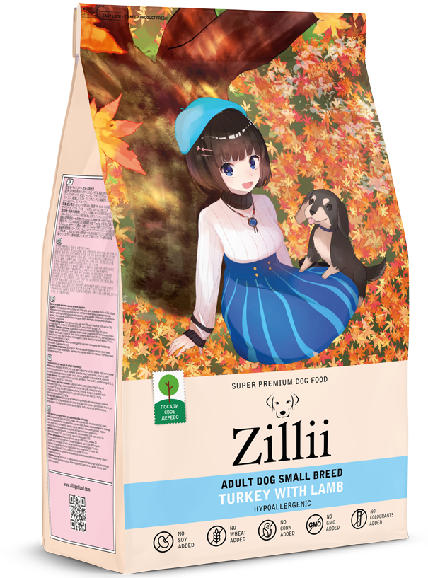 ZILLII (Зилли) Adult Small Breed сухой корм для собак мелких пород с индейкой и ягненком, 800 г
