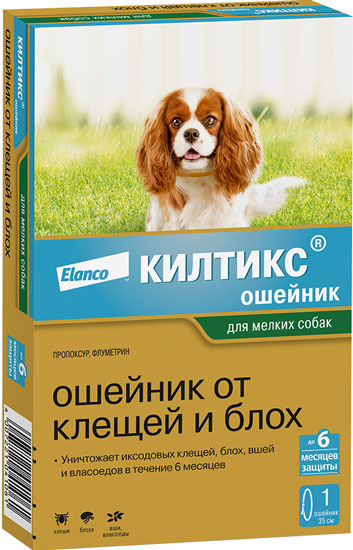 Kiltix (Килтикс) ошейник от блох и клещей для мелких собак 35 см, Elanco